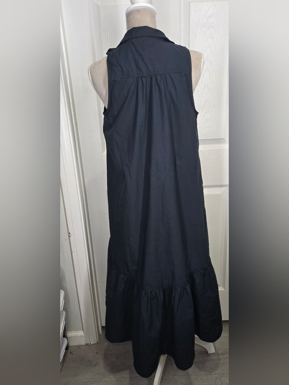 Maeve by Anthropologie Paola Flounced Midi Dress Black Small - Picture 8 of 16